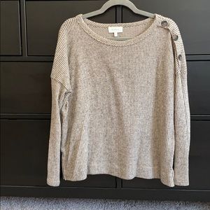 Button Shoulder Long Sleeve Top